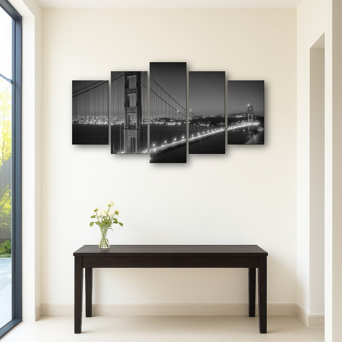 Golden Gate Bridge Monochrome Cityscape Wall Art