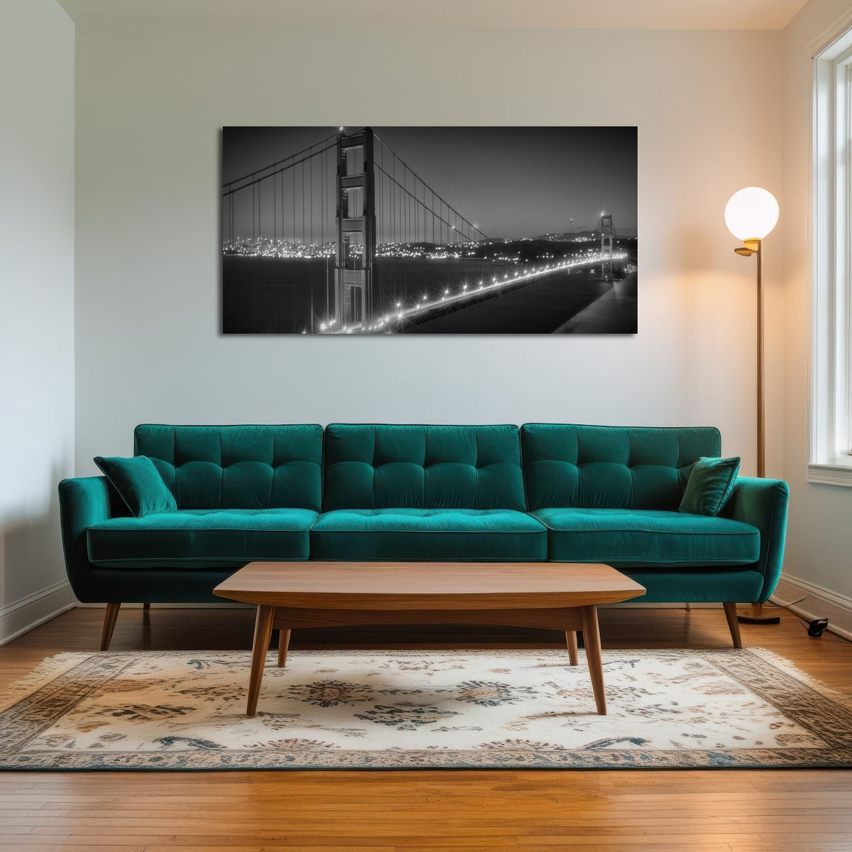 Golden Gate Bridge Monochrome Cityscape Wall Art