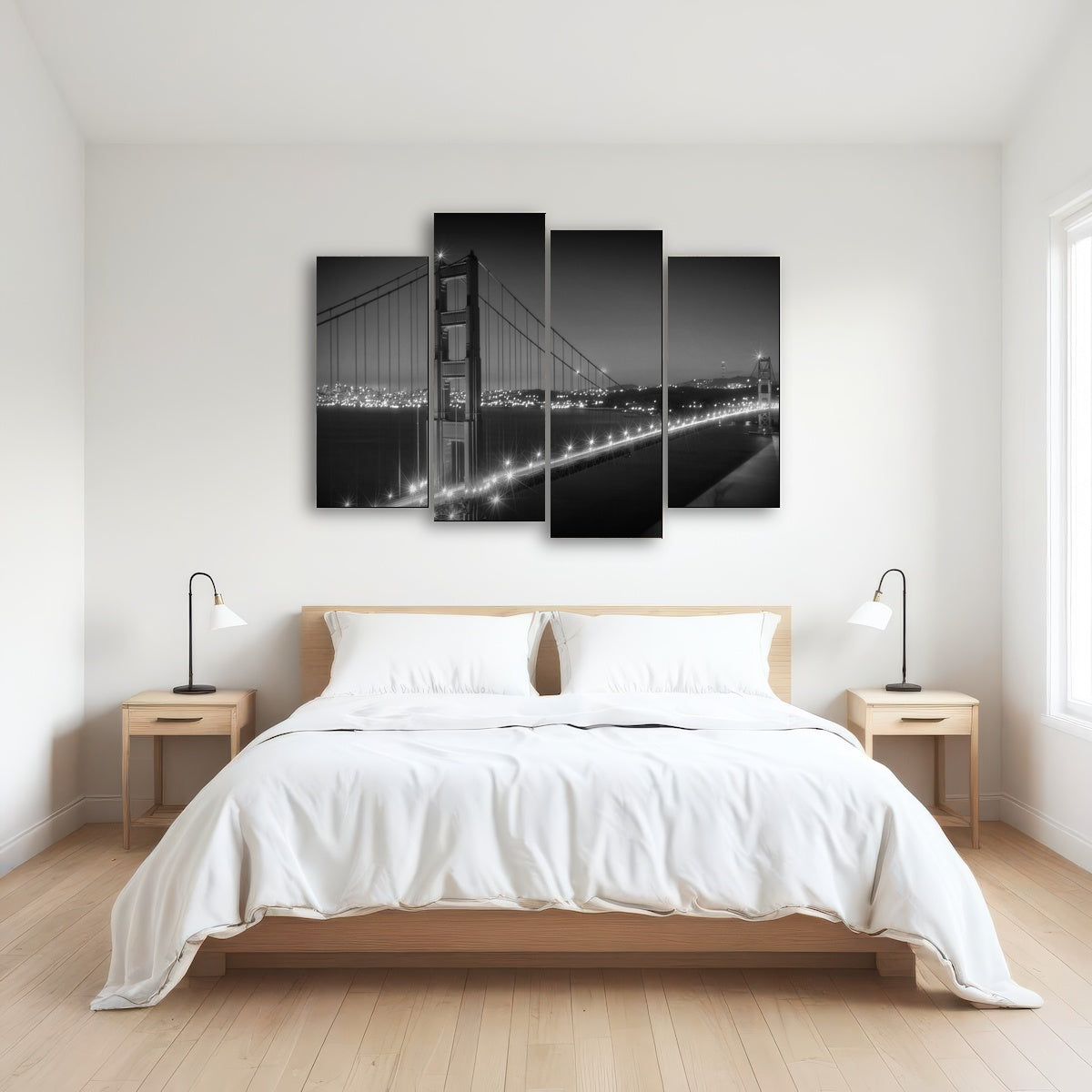 Golden Gate Bridge Monochrome Cityscape Wall Art