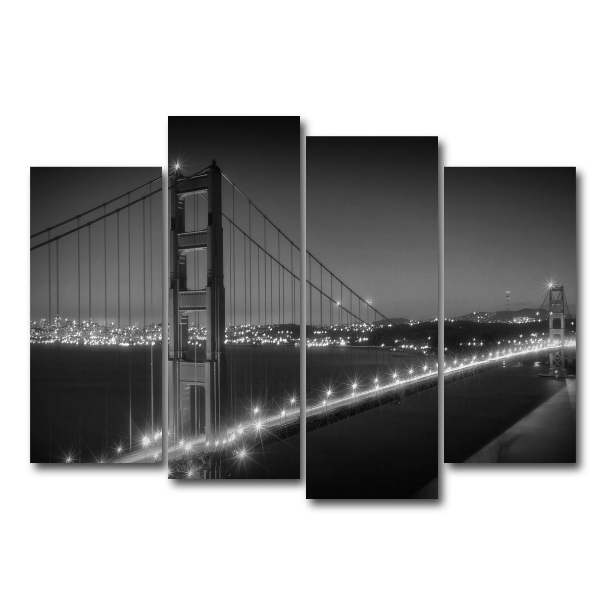 Golden Gate Bridge Monochrome Cityscape Wall Art