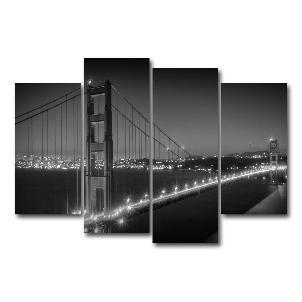 Golden Gate Bridge Monochrome Cityscape Wall Art