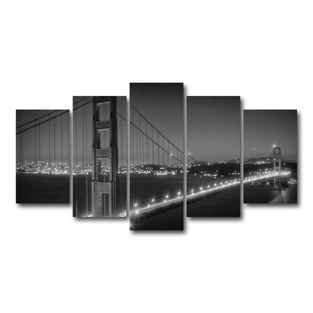 Golden Gate Bridge Monochrome Cityscape Wall Art