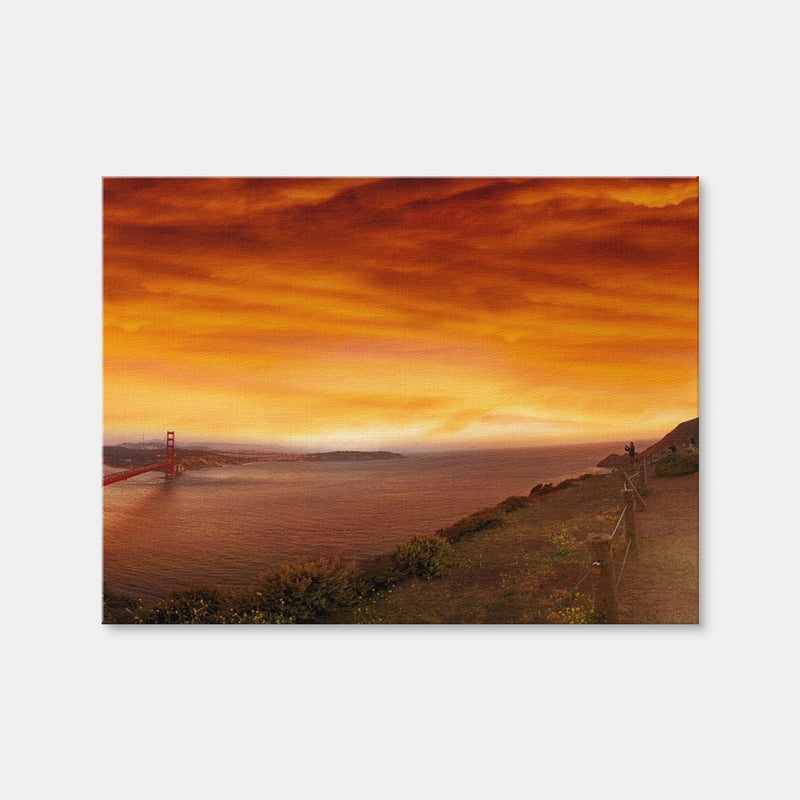 AUTO-MOCKUP WHITE | Golden Gate Bridge Sunset | 1 Piece | Gallery Wrap Canvas | group=4x3