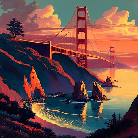 Golden Gate Bridge at Sunset Wall Art