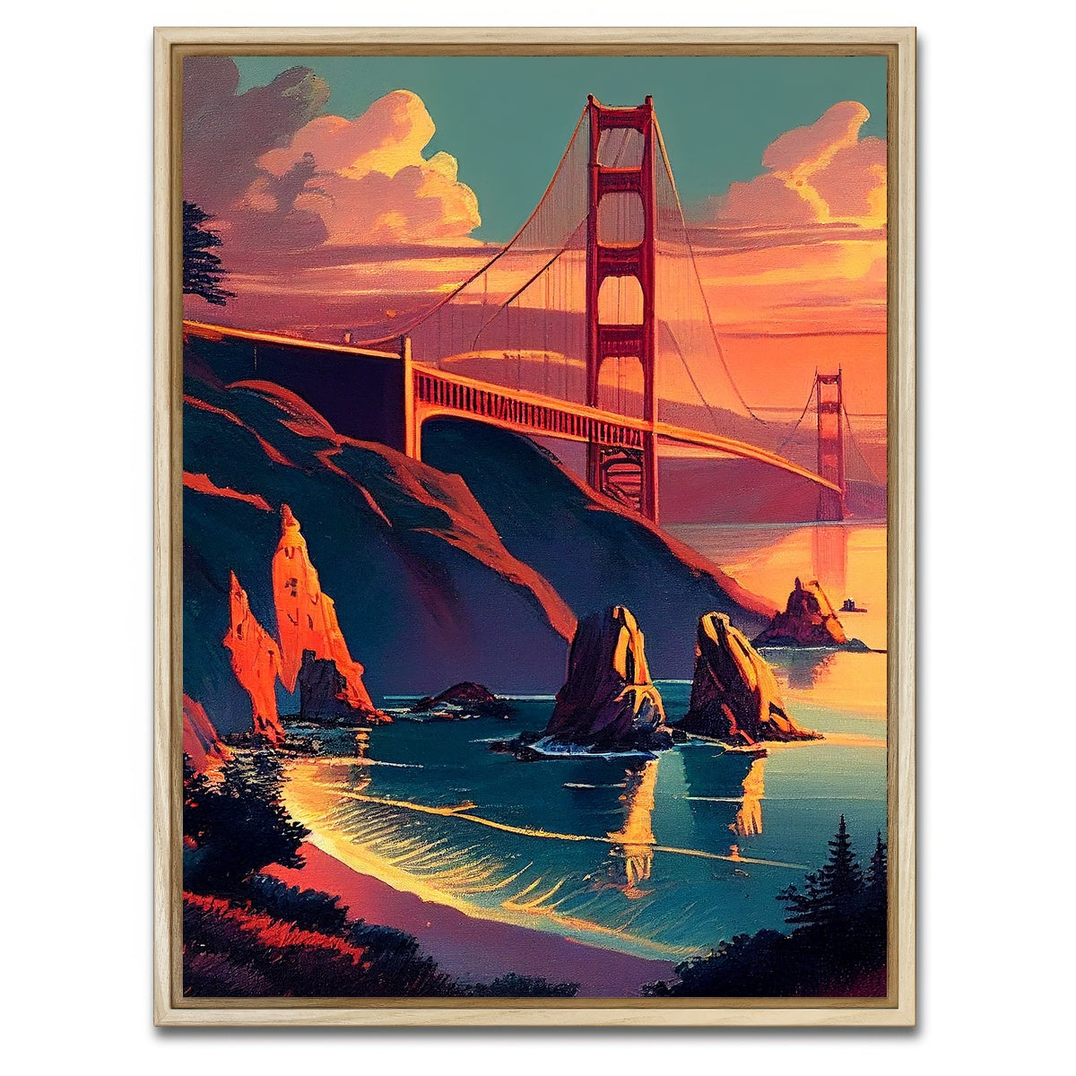 Golden Gate Bridge at Sunset Wall Art