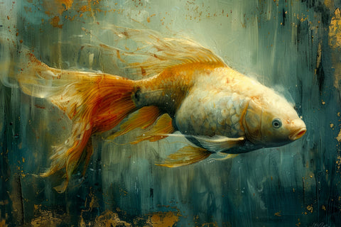 Golden Koi Fish Wall Art