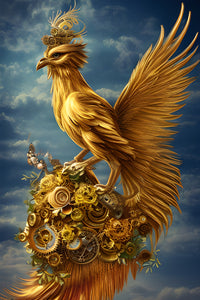 Golden Phoenix Bird Wall Art