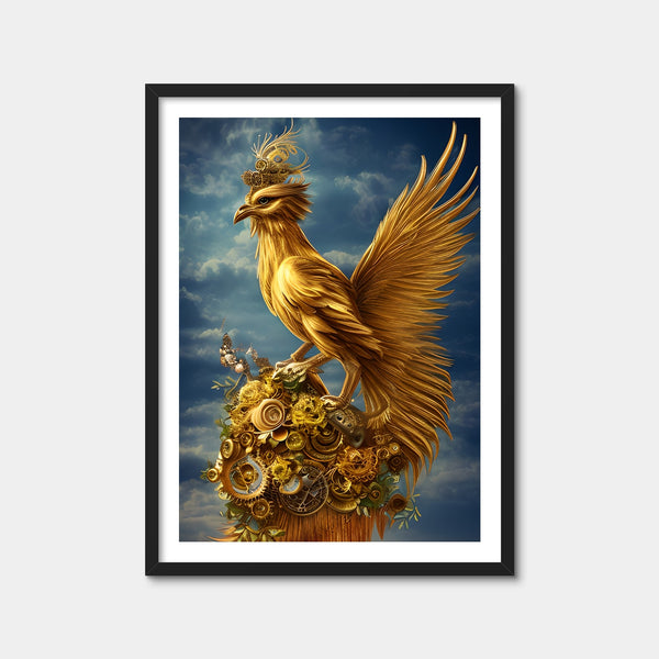Golden Phoenix Bird Wall Art — Framed Print Format preview