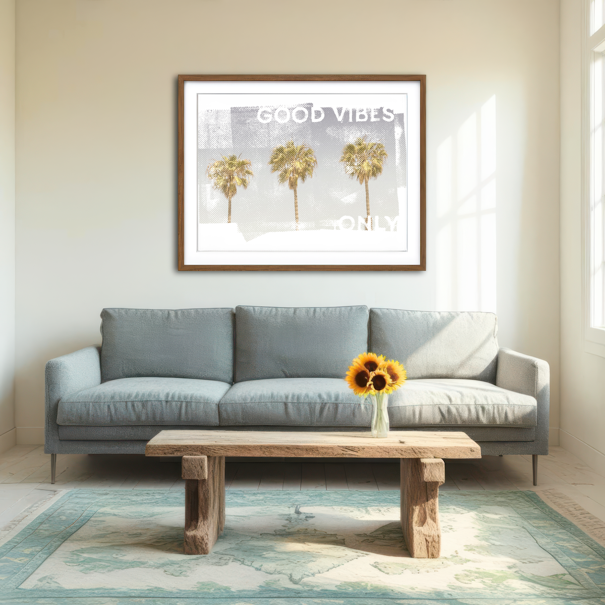 Good Vibes Vintage Palm Trees Wall Art