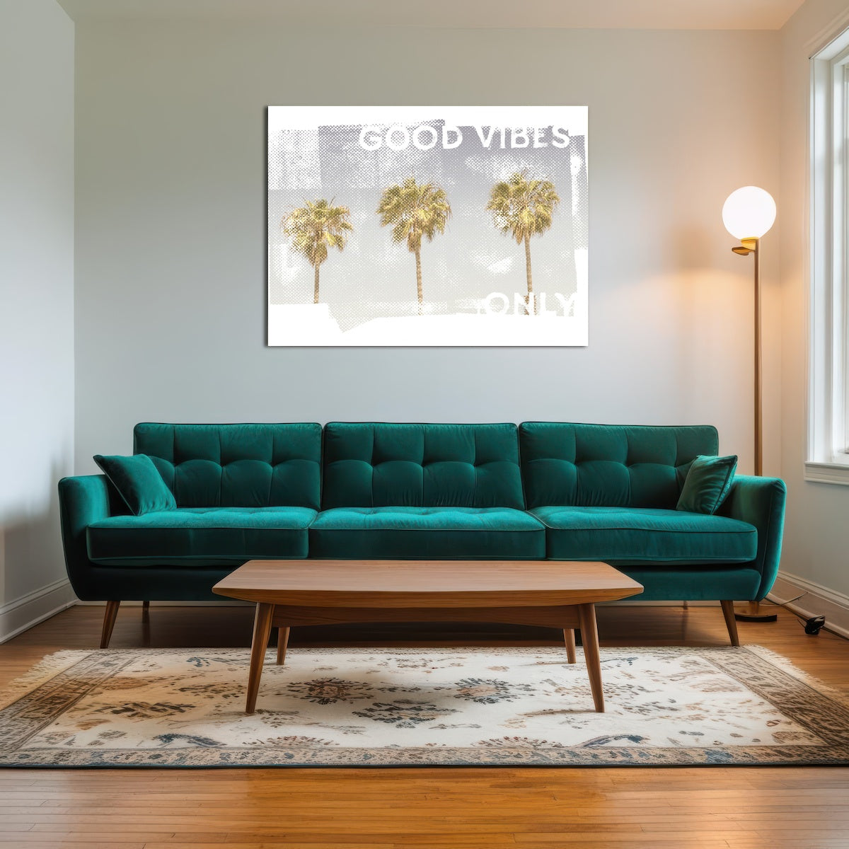 Good Vibes Vintage Palm Trees Wall Art