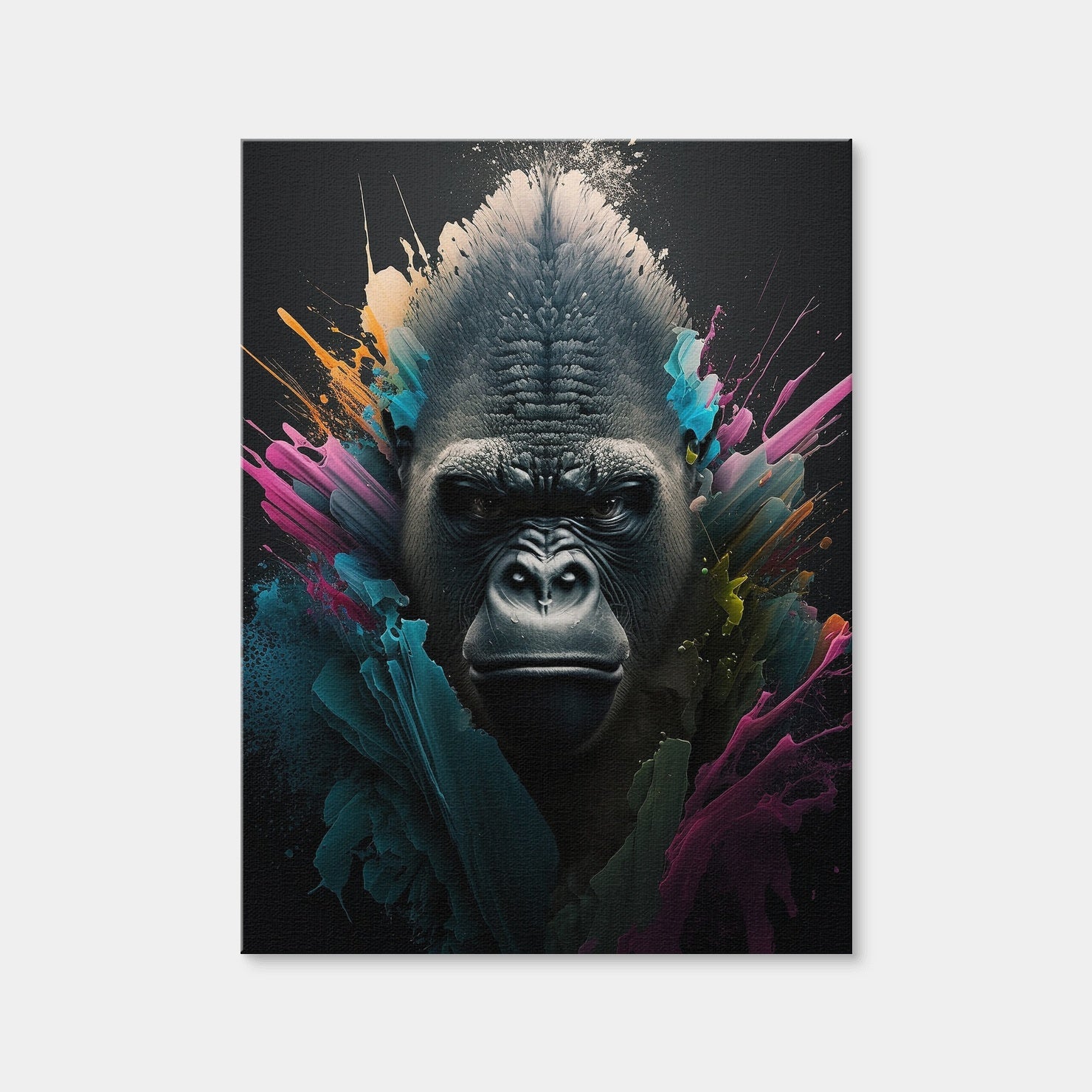 AUTO-MOCKUP WHITE | Gorilla Portrait | 1 Piece | Gallery Wrap Canvas | group=3x4