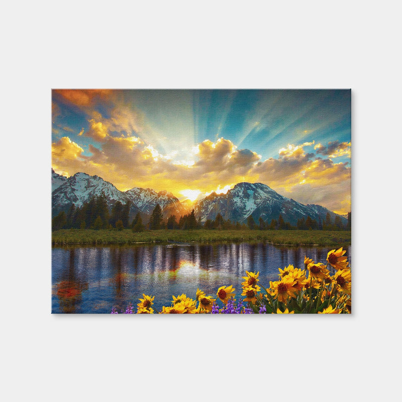 AUTO-MOCKUP WHITE | Grand Tetons Sunset | 1 Piece | Gallery Wrap Canvas | group=4x3