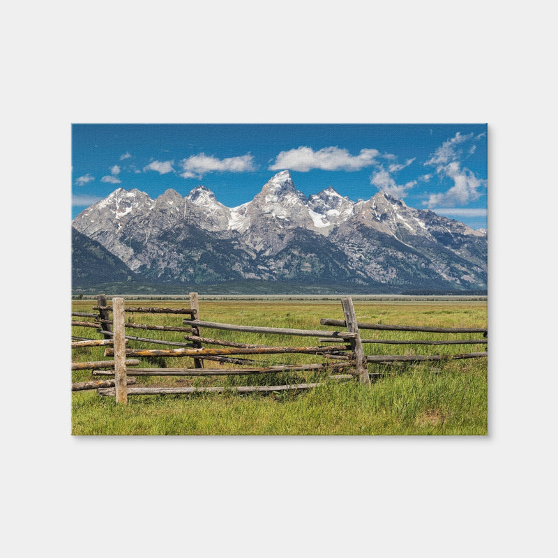 AUTO-MOCKUP WHITE | Grand Tetons and Corral Fence | 1 Piece | Gallery Wrap Canvas | group=4x3