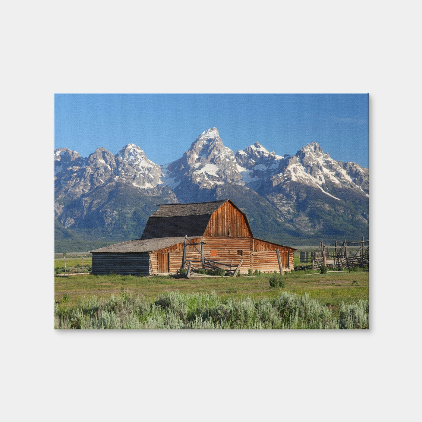 AUTO-MOCKUP WHITE | Grand Tetons and Old Barn | 1 Piece | Gallery Wrap Canvas | group=4x3