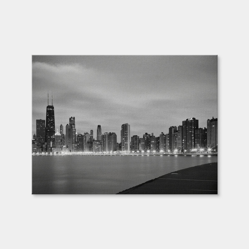 AUTO-MOCKUP WHITE | Grayscale Chicago Skyline | 1 Piece | Gallery Wrap Canvas | group=4x3
