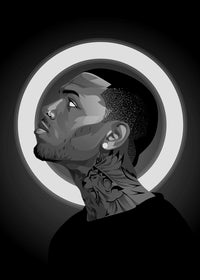 Grayscale Chris Brown Wall Art