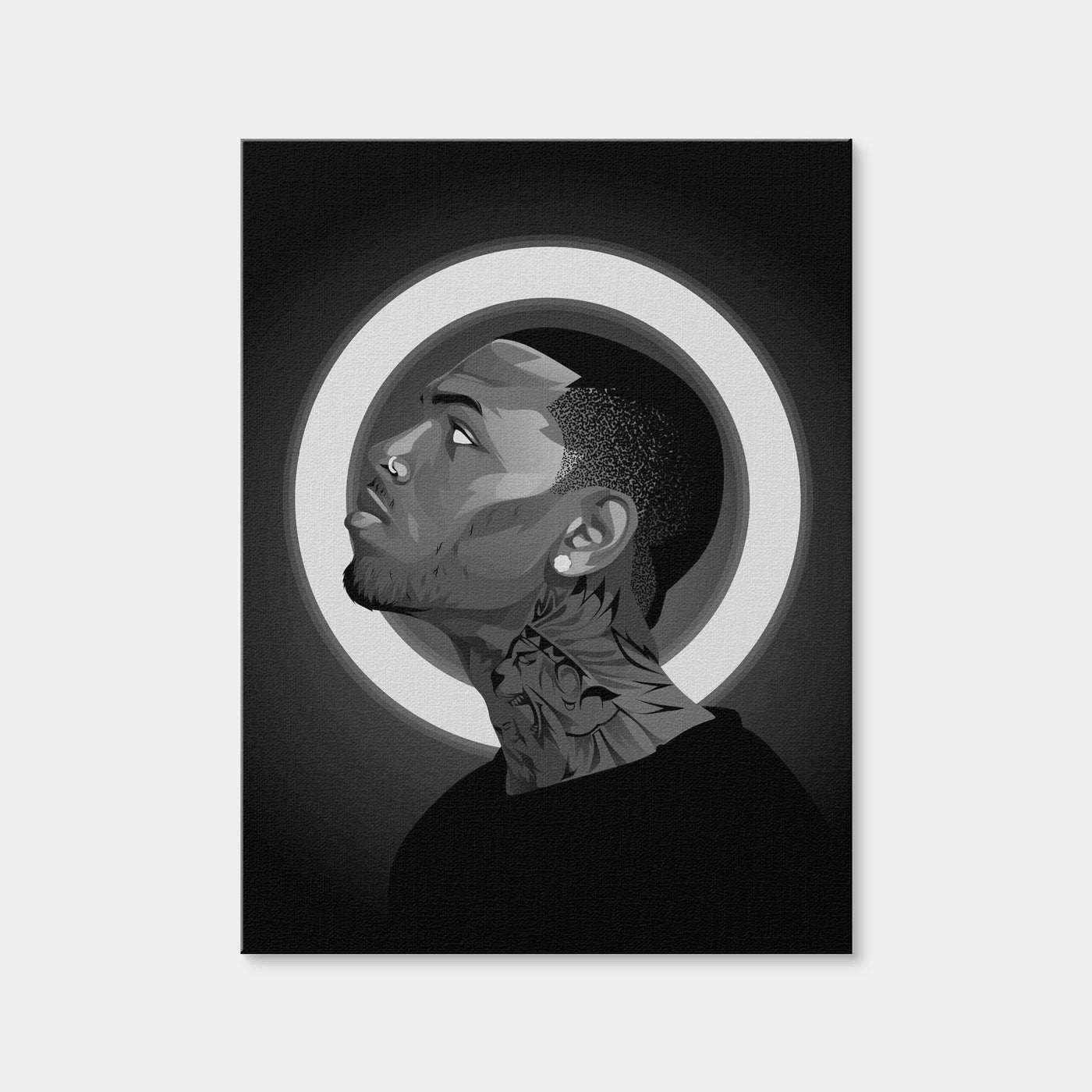 AUTO-MOCKUP WHITE | Grayscale Chris Brown | 1 Piece | Gallery Wrap Canvas | group=3x4