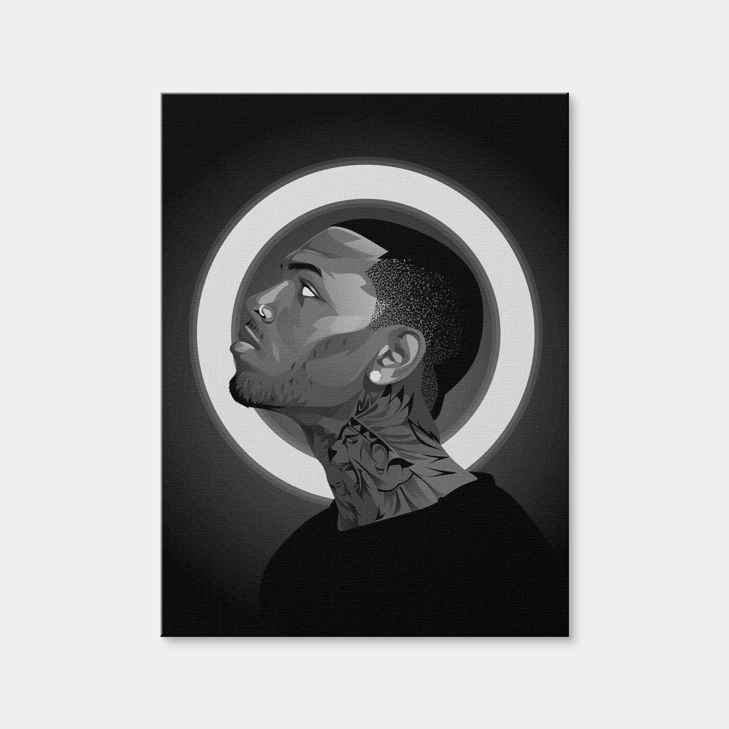 AUTO-MOCKUP WHITE | Grayscale Chris Brown | 1 Piece | Gallery Wrap Canvas | group=3x4