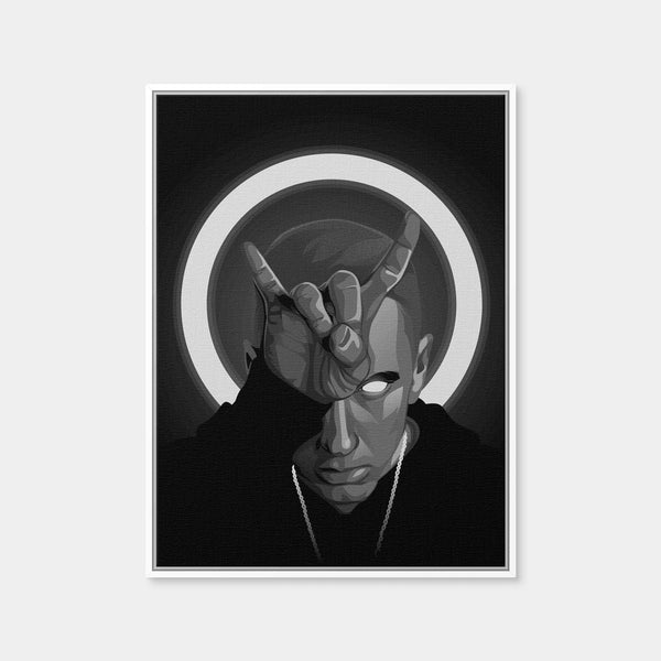 Grayscale Eminem Wall Art — Framed Canvas Format preview