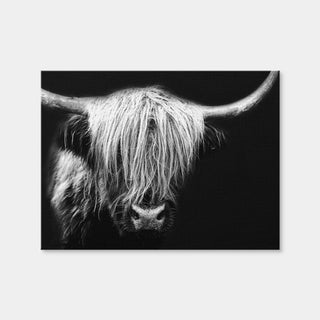 AUTO-MOCKUP WHITE | Grayscale Highland Cow | 1 Piece | Gallery Wrap Canvas | group=4x3