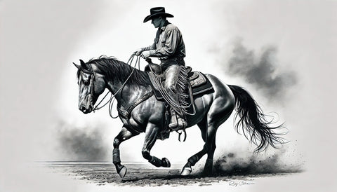 Grayscale Horse and Cowboy Wall Art