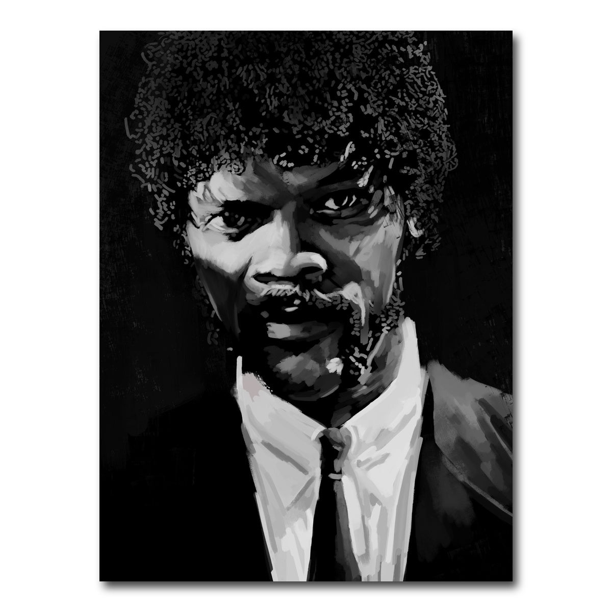 AUTO-MOCKUP WHITE | Grayscale Jules Winnfield | 1 Piece | Gallery Wrap Canvas | group=3x4