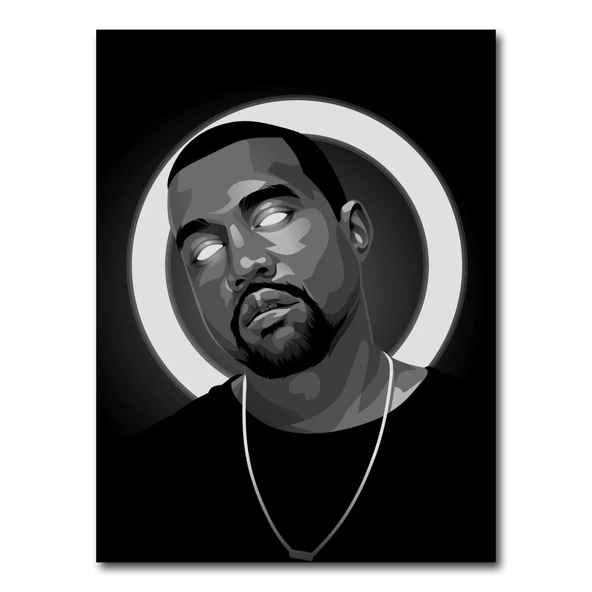 Grayscale Kanye West Wall Art