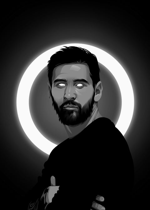 Grayscale Lionel Messi Wall Art