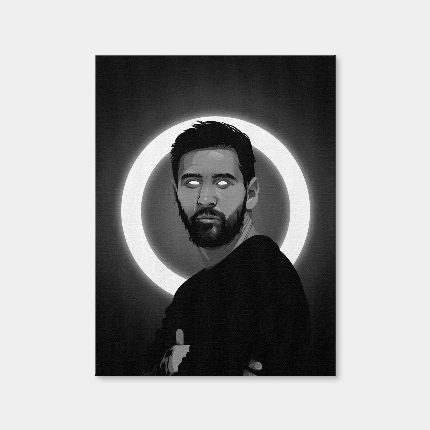 AUTO-MOCKUP WHITE | Grayscale Lionel Messi | 1 Piece | Gallery Wrap Canvas | group=3x4