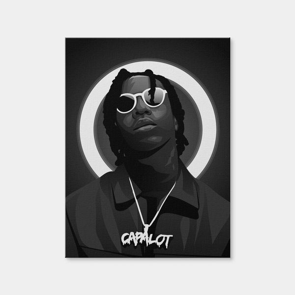 Grayscale Polo G Wall Art — Canvas Wrap Format preview