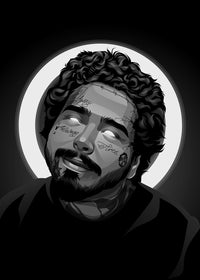 Grayscale Post Malone Wall Art