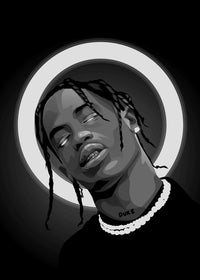 Grayscale Travis Scott Wall Art