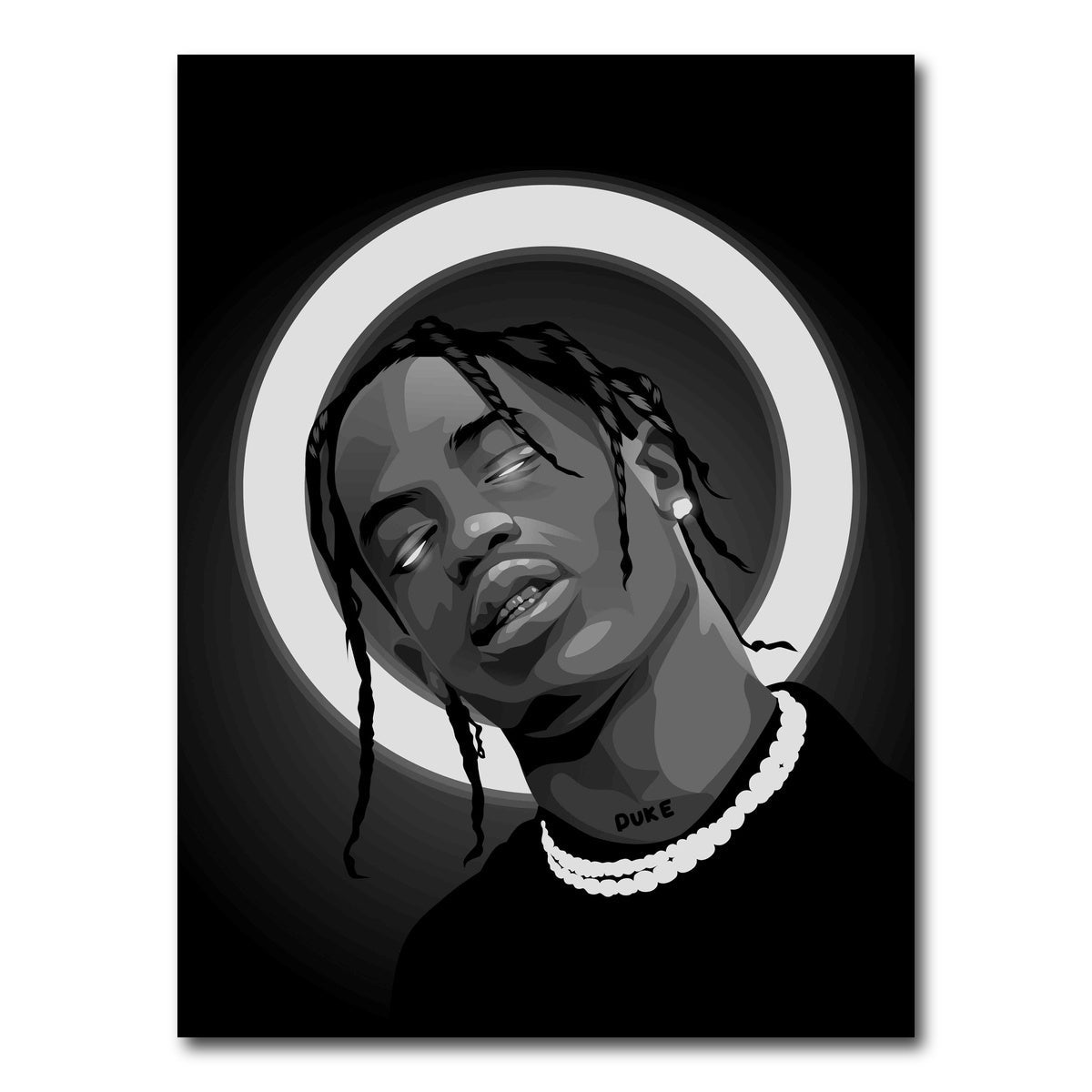Grayscale Travis Scott Wall Art