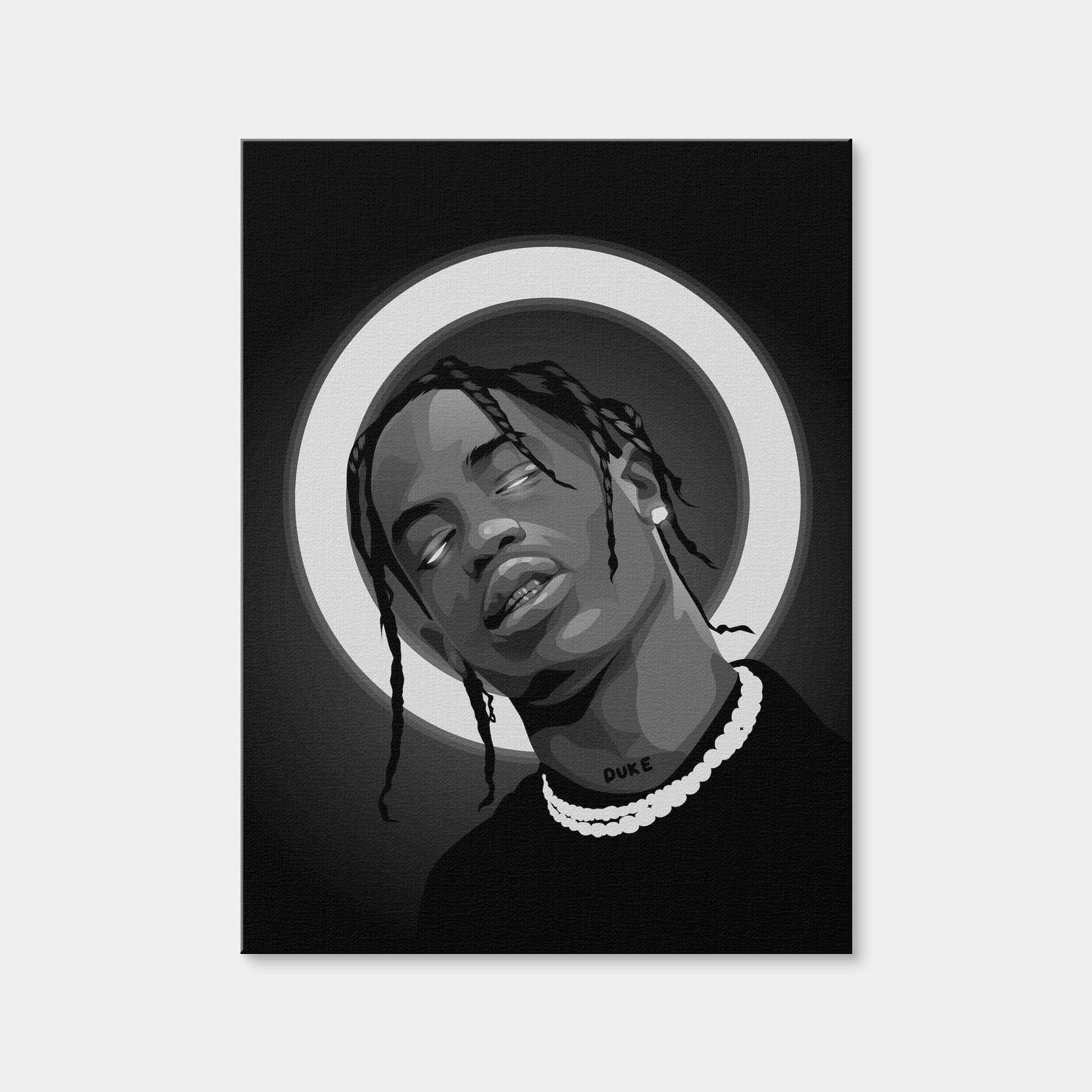 AUTO-MOCKUP WHITE | Grayscale Travis Scott | 1 Piece | Gallery Wrap Canvas | group=3x4