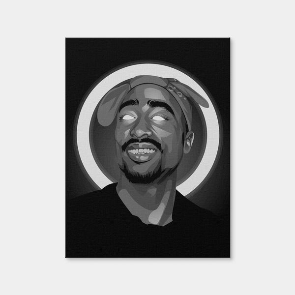 Grayscale Tupacshakur Wall Art — Canvas Wrap Format preview