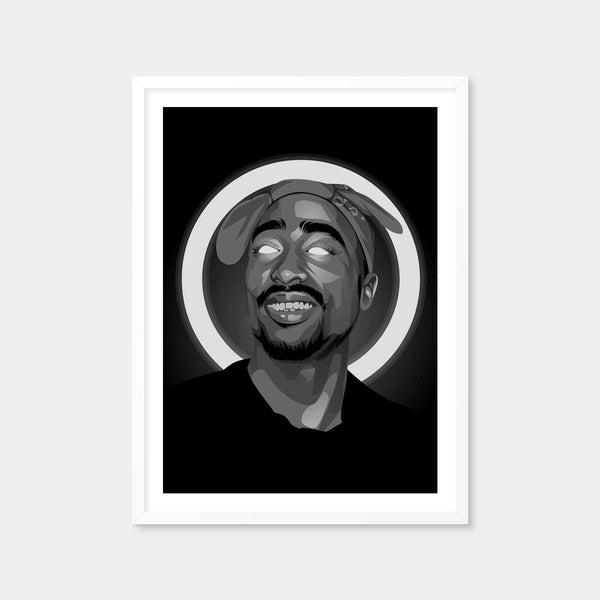 Grayscale Tupacshakur Wall Art — Framed Print Format preview