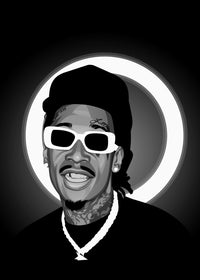 Grayscale Wiz Khalifa Wall Art