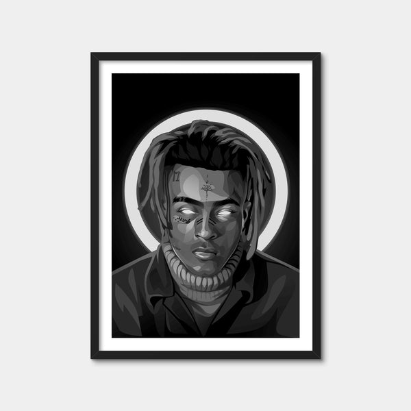 Grayscale Xxxtentacion Wall Art — Framed Print Format preview