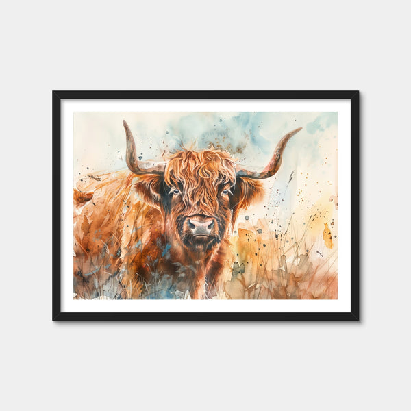 Grazing Highland Bull Wall Art — Framed Print Format preview
