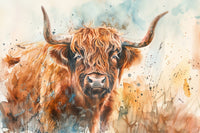 Grazing highland bull Wall Art