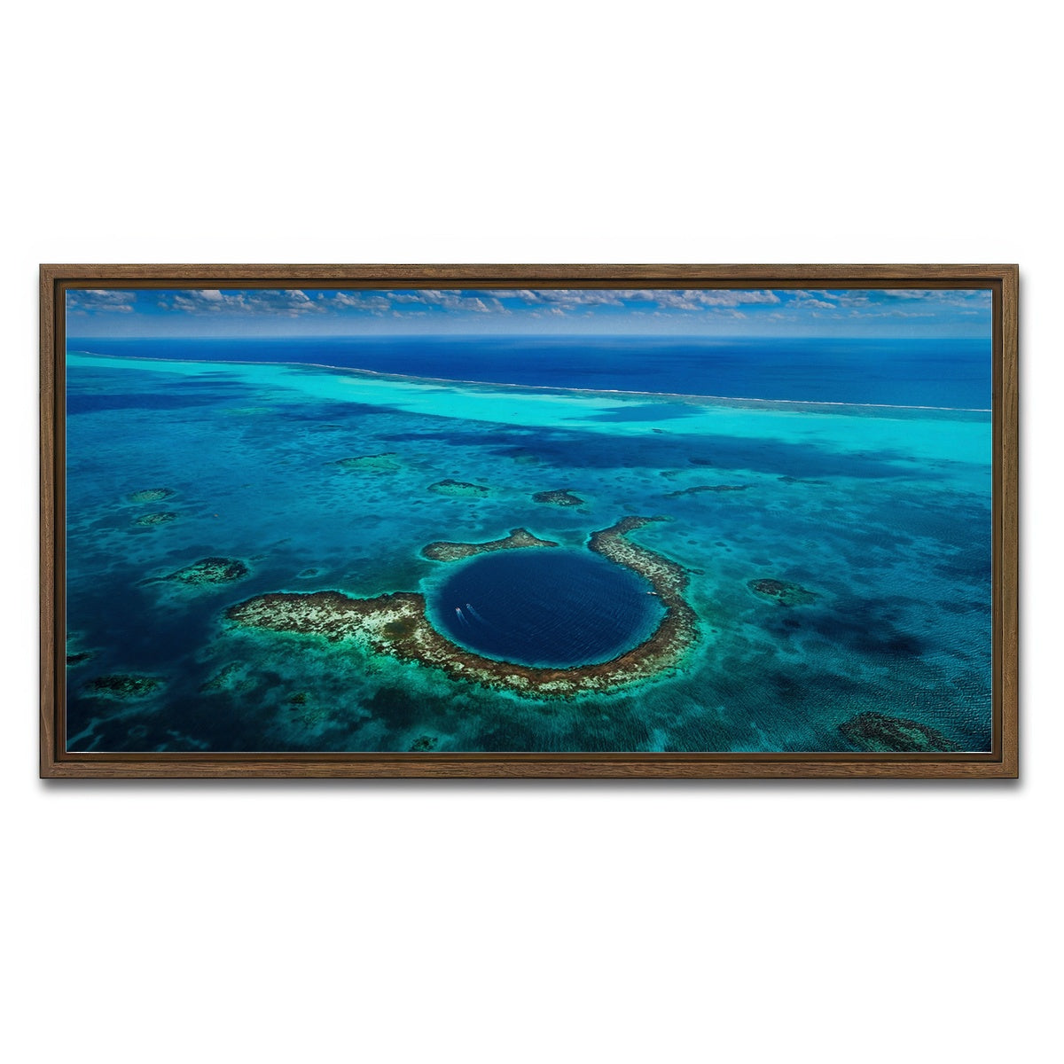 AUTO-MOCKUP WHITE | Great Blue Hole | 1 Piece | Walnut Framed Canvas | group=2x1