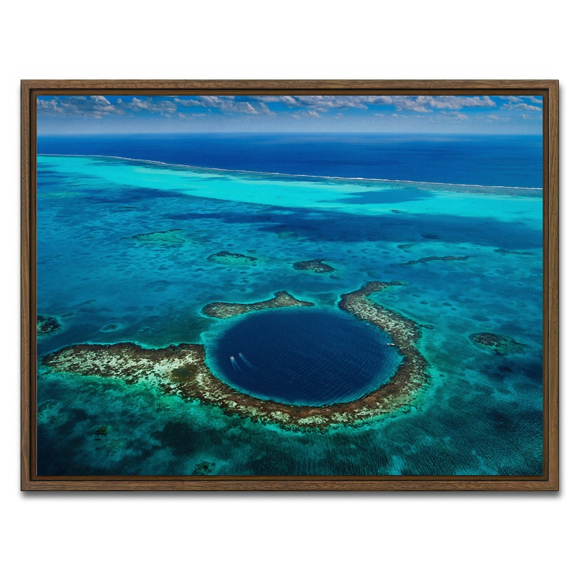 AUTO-MOCKUP WHITE | Great Blue Hole | 1 Piece | Walnut Framed Canvas | group=4x3