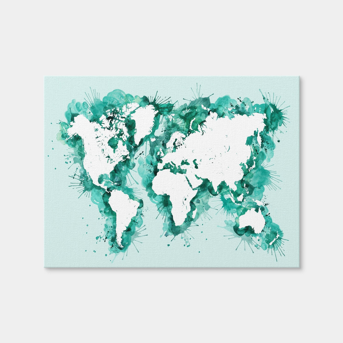 AUTO-MOCKUP WHITE | Green Splatter World Map | 1 Piece | Gallery Wrap Canvas | group=4x3