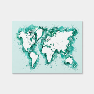 AUTO-MOCKUP WHITE | Green Splatter World Map | 1 Piece | Gallery Wrap Canvas | group=4x3
