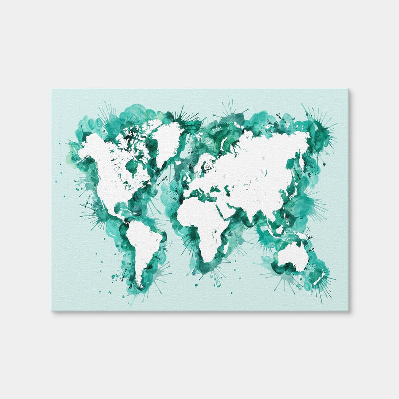 AUTO-MOCKUP WHITE | Green Splatter World Map | 1 Piece | Gallery Wrap Canvas | group=4x3