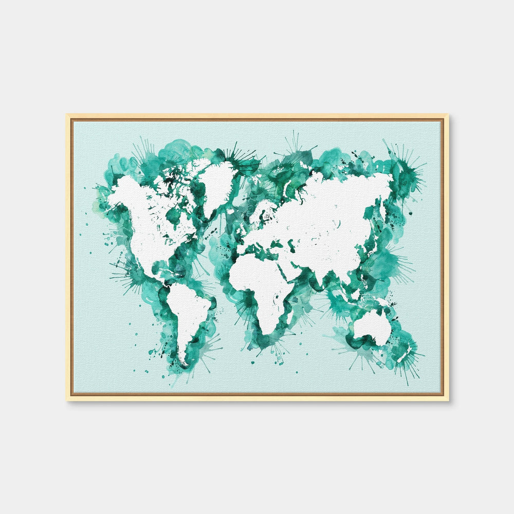 Splatter Map Green Splatter World Map Wall Art
