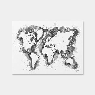 AUTO-MOCKUP WHITE | Grey Splatter World Map | 1 Piece | Gallery Wrap Canvas | group=4x3