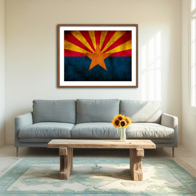 AUTO-MOCKUP ROOM | Grunge Arizona State Flag Wall Art