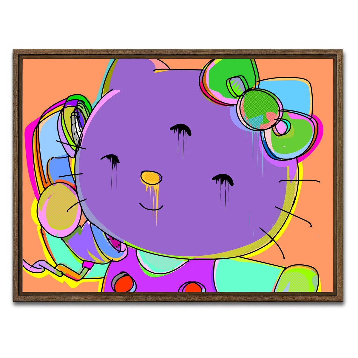 AUTO-MOCKUP WHITE | HELLO KITTY | 1 Piece | Walnut Framed Canvas | group=4x3