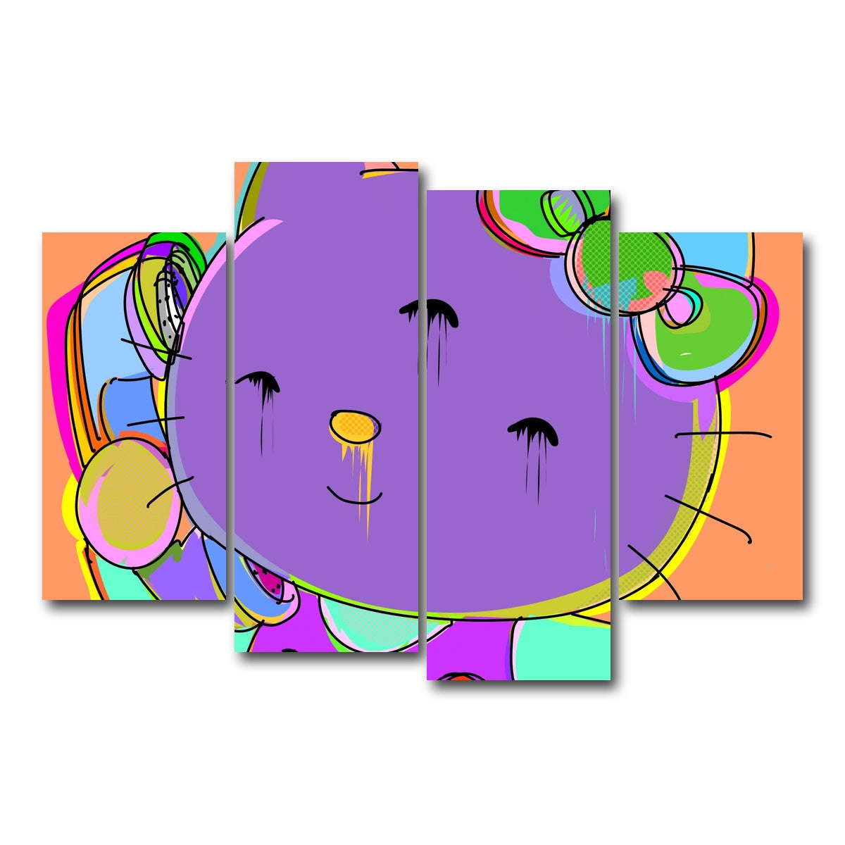 AUTO-MOCKUP WHITE | HELLO KITTY | 4 Piece | Gallery Wrap Canvas | group=4_short